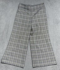Nine West Dress Pants Crop Sz 8 Gray Plaid Career High Rise Side Zipper Wide Leg