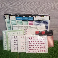 Lot of 2,196 ADHESIVE PEARL STICKERS - 17 Packages - Various Brands