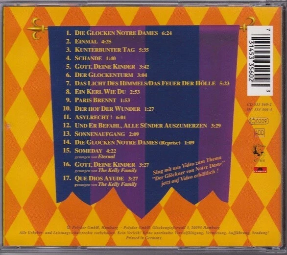 DER GLÖCKNER VON NOTRE DAME / FILM SOUNDTRACK * DEUTSCHE ORIGINAL VERSION - CD - Bild 2 von 3