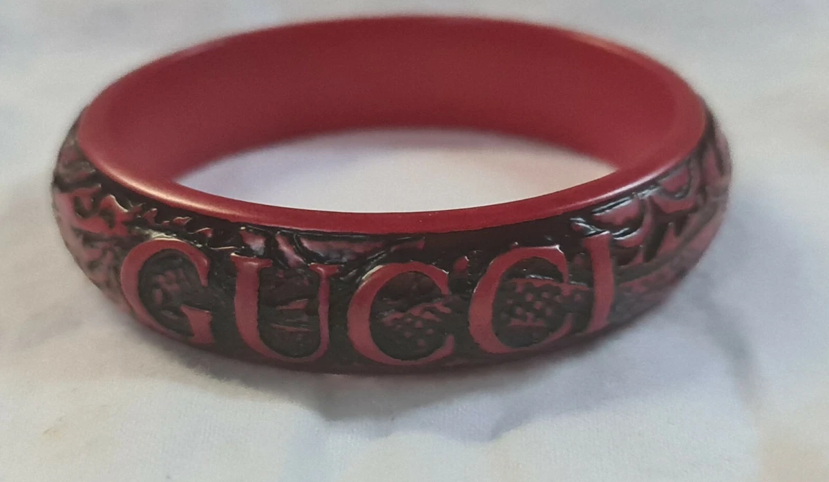 Authentic GUCCI Red Bangle Bracelet Resin Snake Dragon eBay