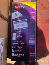 12ct AVERY NAME TAGS Clip Style Badges 2" x 3.5" 74600 Inserts tag holders clips