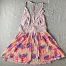 VS Victoria's Secret Babydoll Nightie Multicolor Lace Adjustable Small