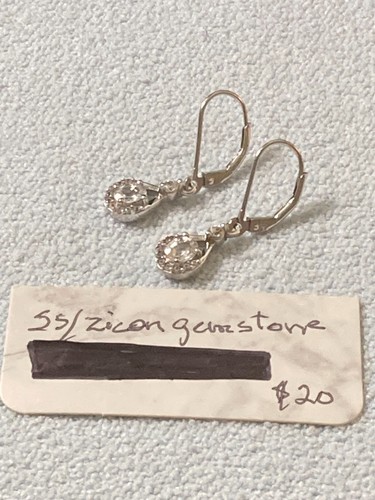 .925 Sterling Silver 22 count White Zircon Drop/Dangle Earrings Leverbacks - Picture 8 of 10