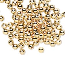 1000 Gold Plated Brass Smooth 4mm Round Beads with 0.8mm Hole
