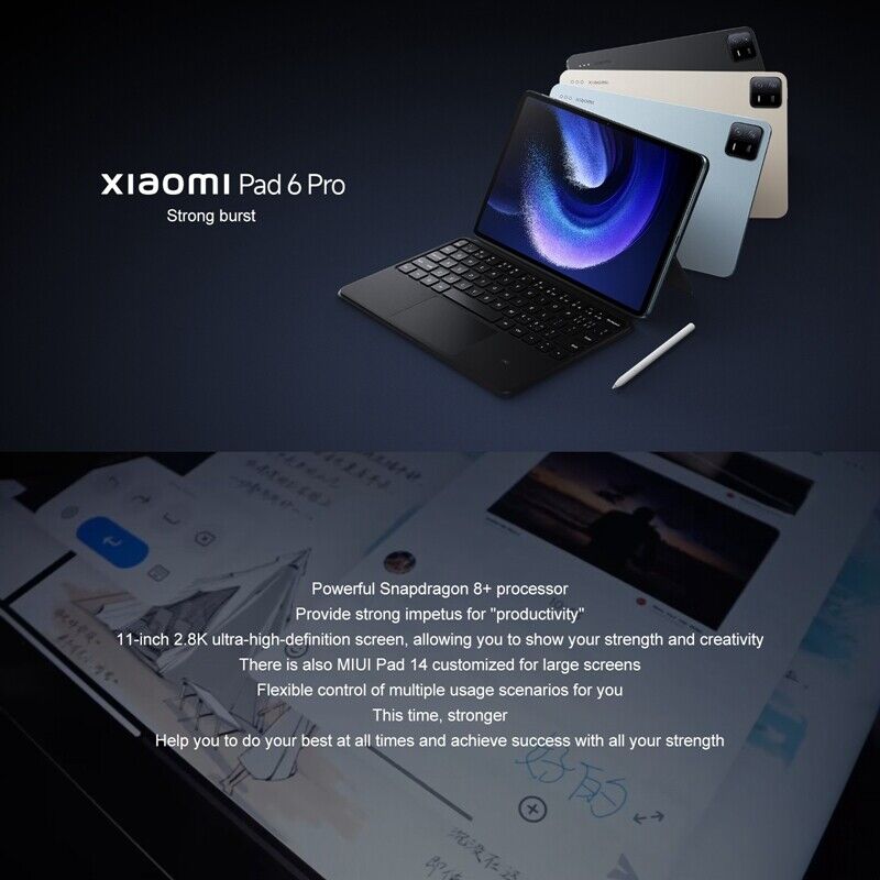 2023 XIAOMI Mi Pad 6 Pro Tablet PC 11-inch 144Hz 2.8K Display Snapdragon 8+  Gen1