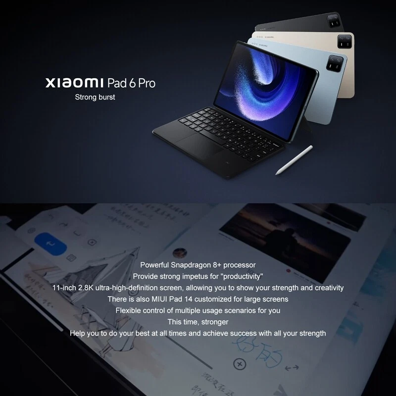 NEW XIAOMI Mi Pad 6 Pro Tablet PC 11-inch 144Hz 2.8K Display Snapdragon 8+ Gen1 - Image 2 of 4