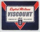 Capital Airlines Viscount Vintage Airway Luggage Label Powered by Rolls Royce