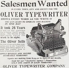 Salesman Wanted! Standard OLIVER TYPEWRITER Co Writing Machine Vtg 1899 Print Ad thumbnail