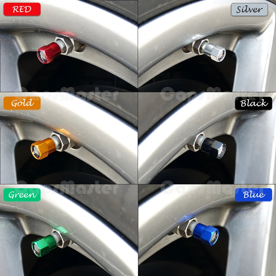 Hex Chevy Logo Badge Car SUV Wheels Tire Air Valve Caps Stem Dust Cover Sport - Image 4 of 4