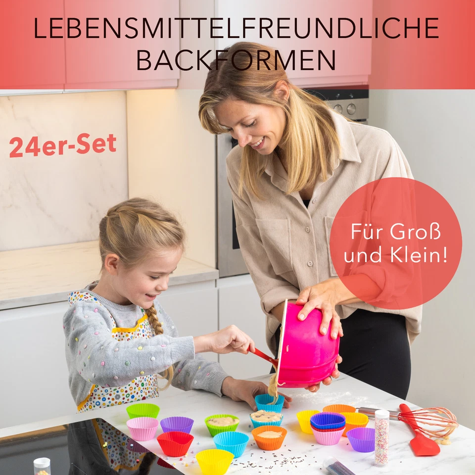 AVANA Silikon Muffinformen BPA-Frei Cupcake Backformen Muffinförmchen 24er Set - Bild 2 von 4