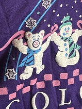 Vintage 1990 Colorado Puff Paint Purple Bear Screen Print Shirt USA Made