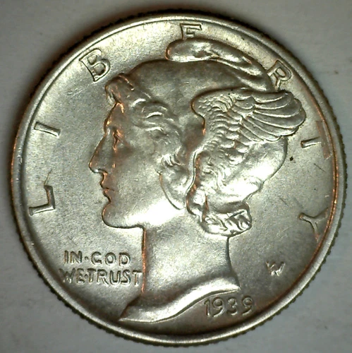 1939 Silver Mercury Dime 10c US Type Coin BU/Uncirculated 10 Cents