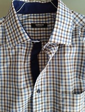 Walbusch shirt comfort sleeve check long sleeve cotton 42 XL luxury fabric like new