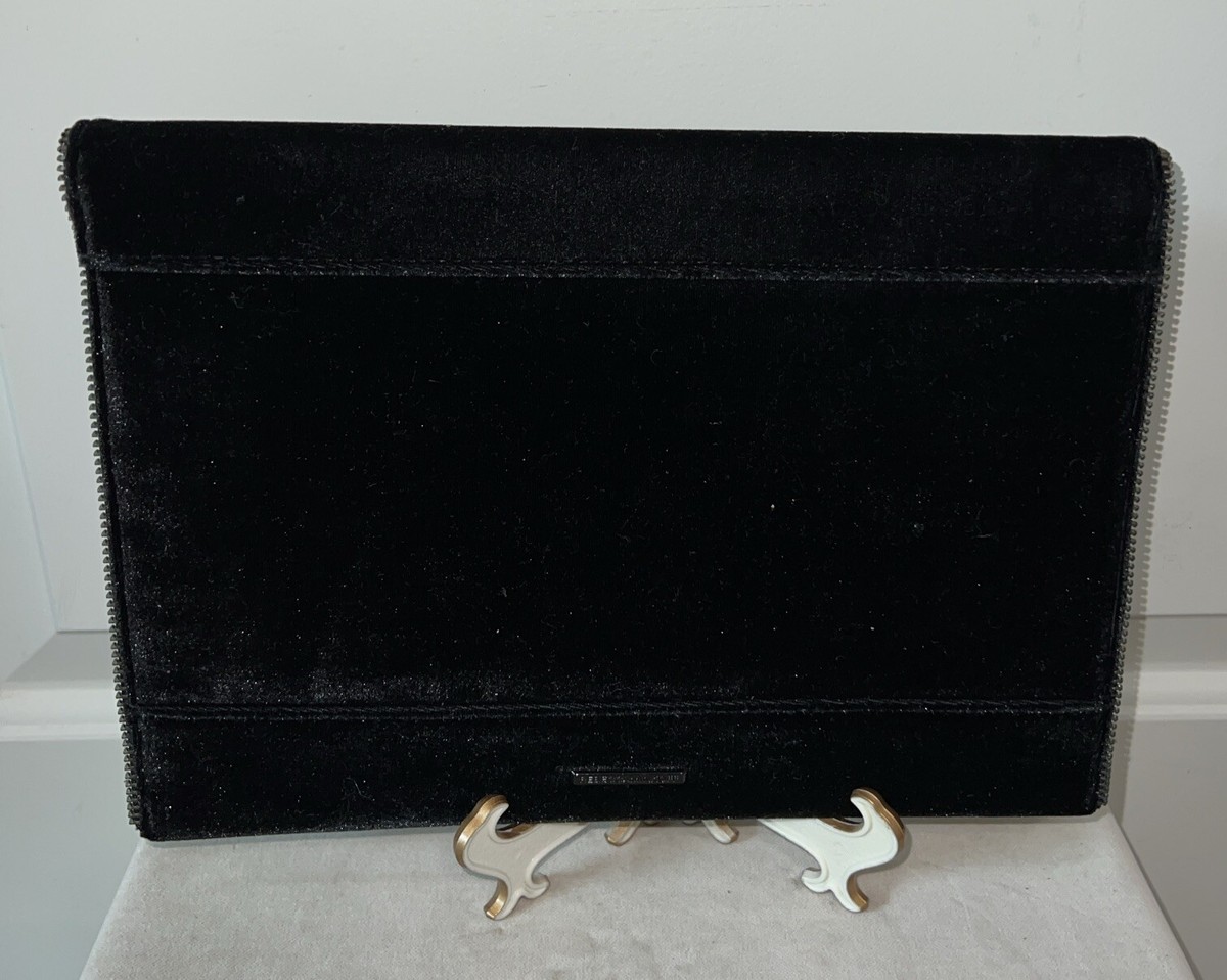 l'Enveloppe Réchauffante Rebecca Minkoff Leo Velvet Envelope Clutch, Black, 11”Wx8”H - NWT