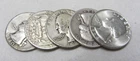 90% SILVER WASHINGTON QUARTERS - LOT OF  (5) RANDOMLY SELECTED - CIRCULATED