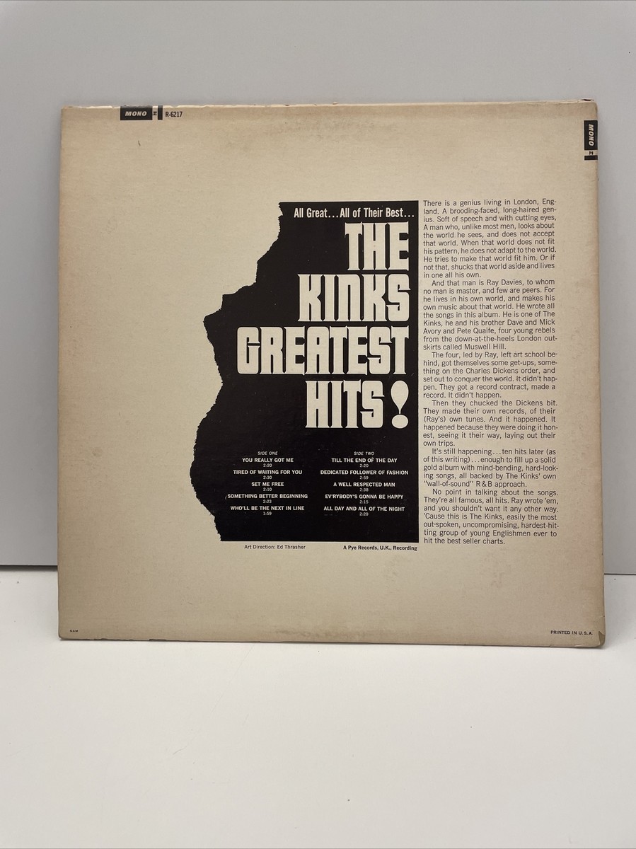 The Kinks Greatest Hits Vinyl LP Reprise R 6217 Mono 1st Ed You