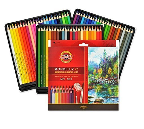 KOH-I-NOOR Mondeluz Crayons De Couleur Aquarelle Set De 72 Dans Boîte Métal