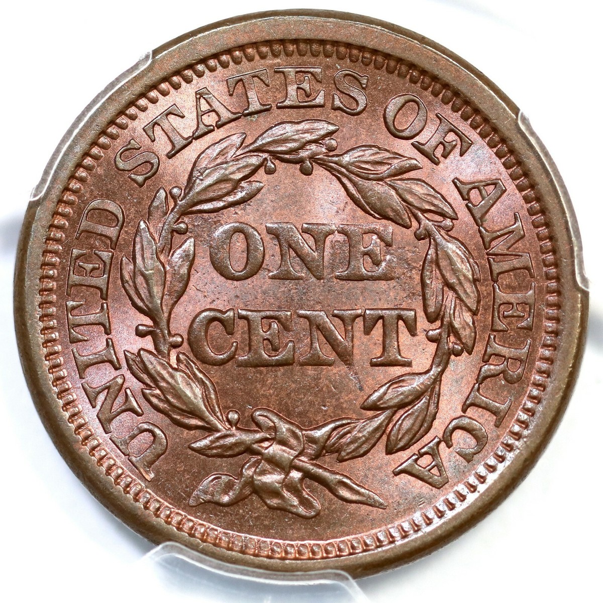1855 N-12 PCGS MS 65 BN Upright 55 Braided Hair Large Cent Coin 1c