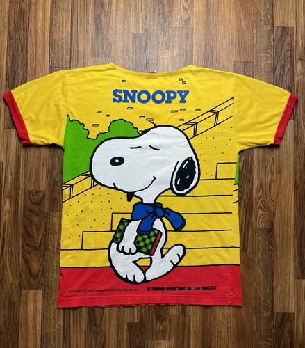Vintage Snoopy AOP Custom Bedsheet Shirt XL Open Neck Vintage Peanuts 1958 - Picture 7 of 9