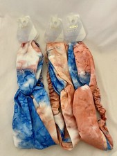 3-PK Scunci Headwrap Hair Wrap Fashion Tie Dye Marbled Pink Blue Comfy Summer