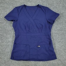 Grey's Anatomy Scrub Top Shirt Women's Small Blue Short Sleeve Pockets Uniform