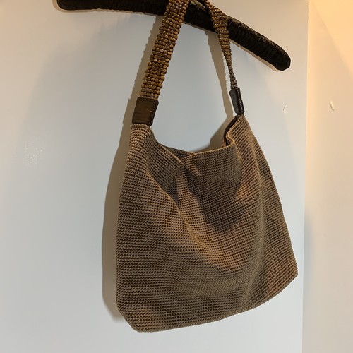 Bolso de hombro Bolsa de Ganchillo The SAK mango de madera del grano Boho  Chic Usado En Excelente Condición | eBay