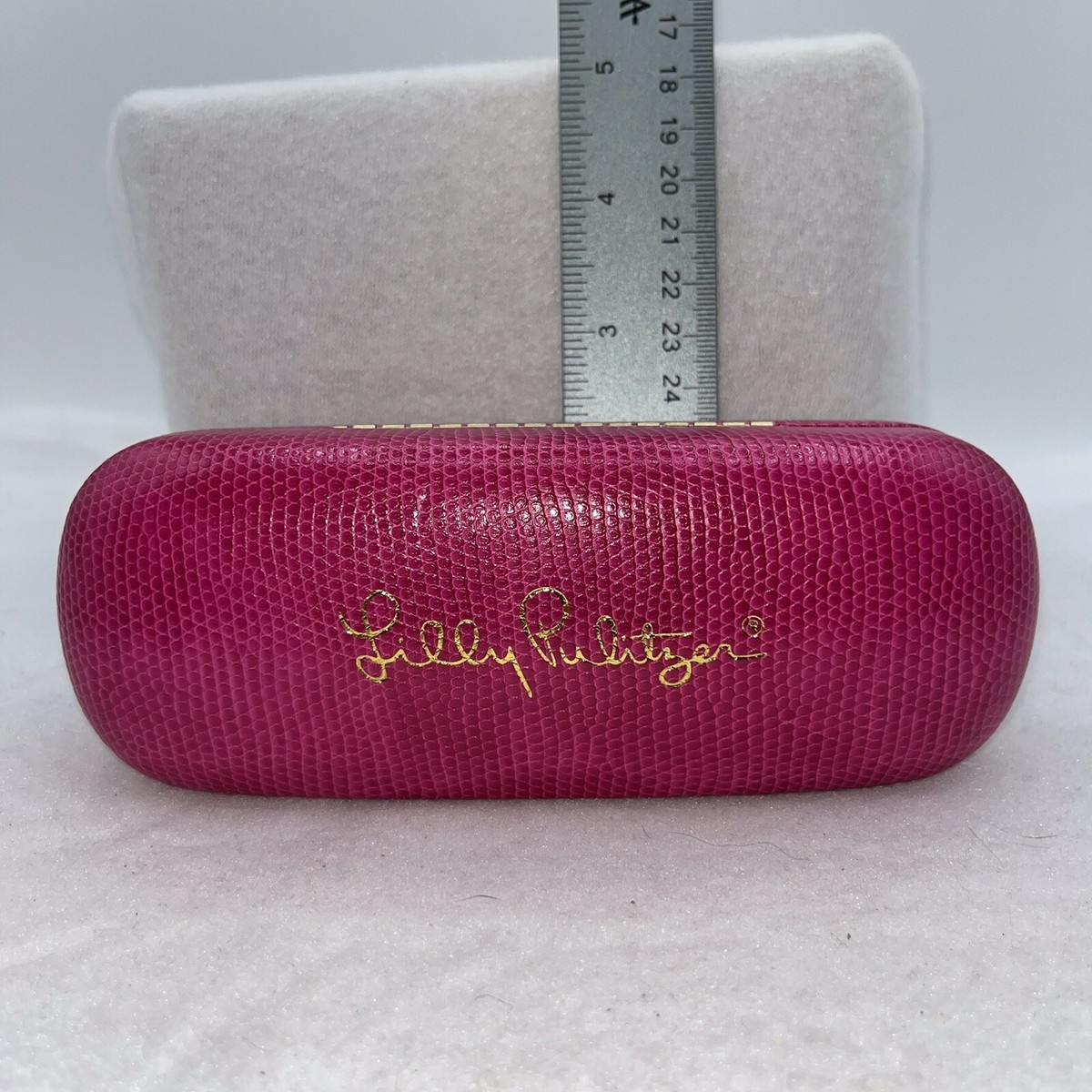 Lilly Pulitzer eyeglass sunglass case pink hard shell blue 