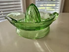 Vintage Hazel Atlas Criss Cross Depression Glass Reamer Juicer Glows UV Uranium