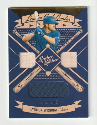 2019 Panini Leather & Lumber Triple Relics Gold #LLT-PW Patrick Wisdom RC #/299