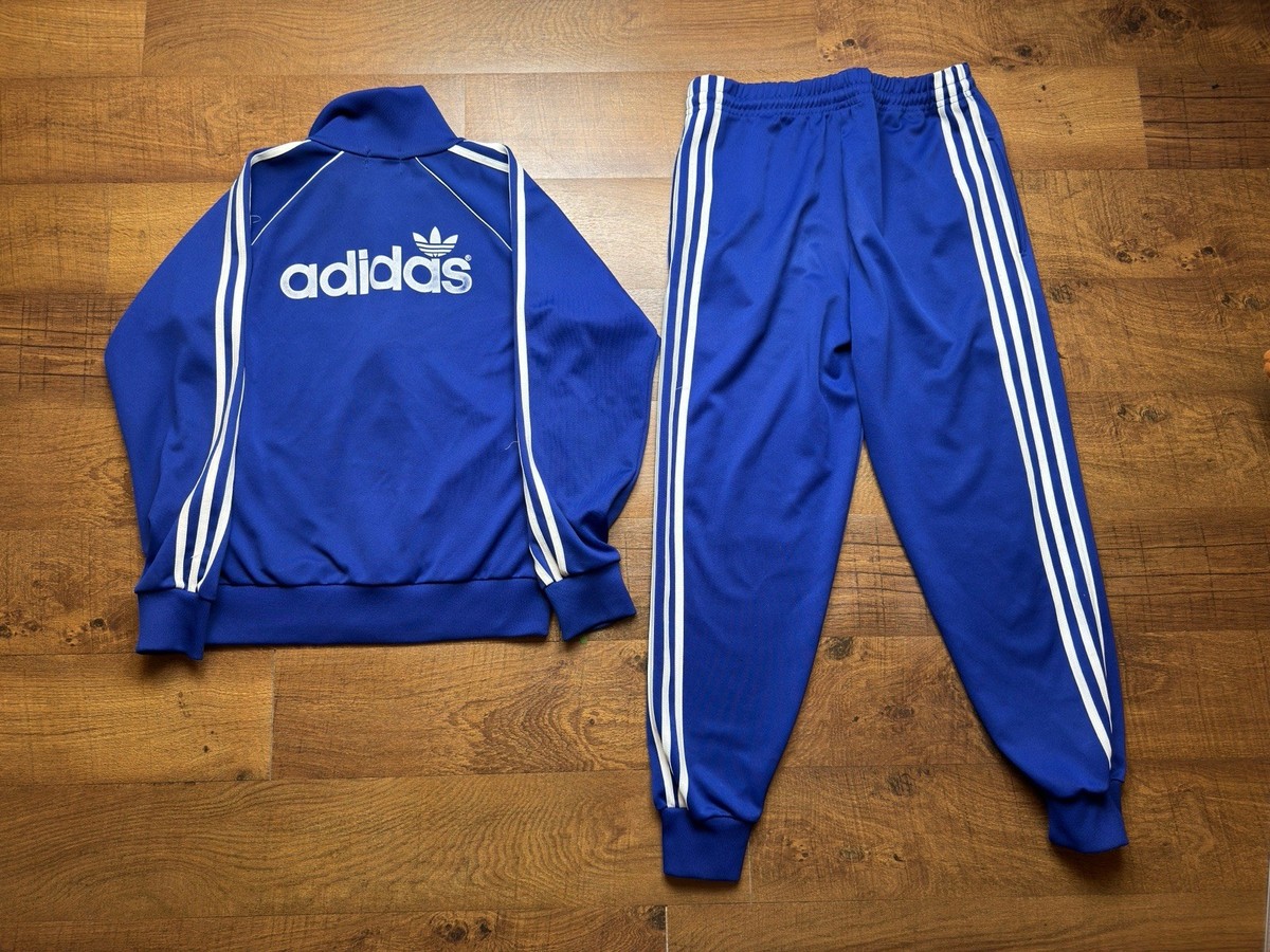 Vintage 90s adidas Trefoil Blue Track Suit Jacket Pants Set Men's