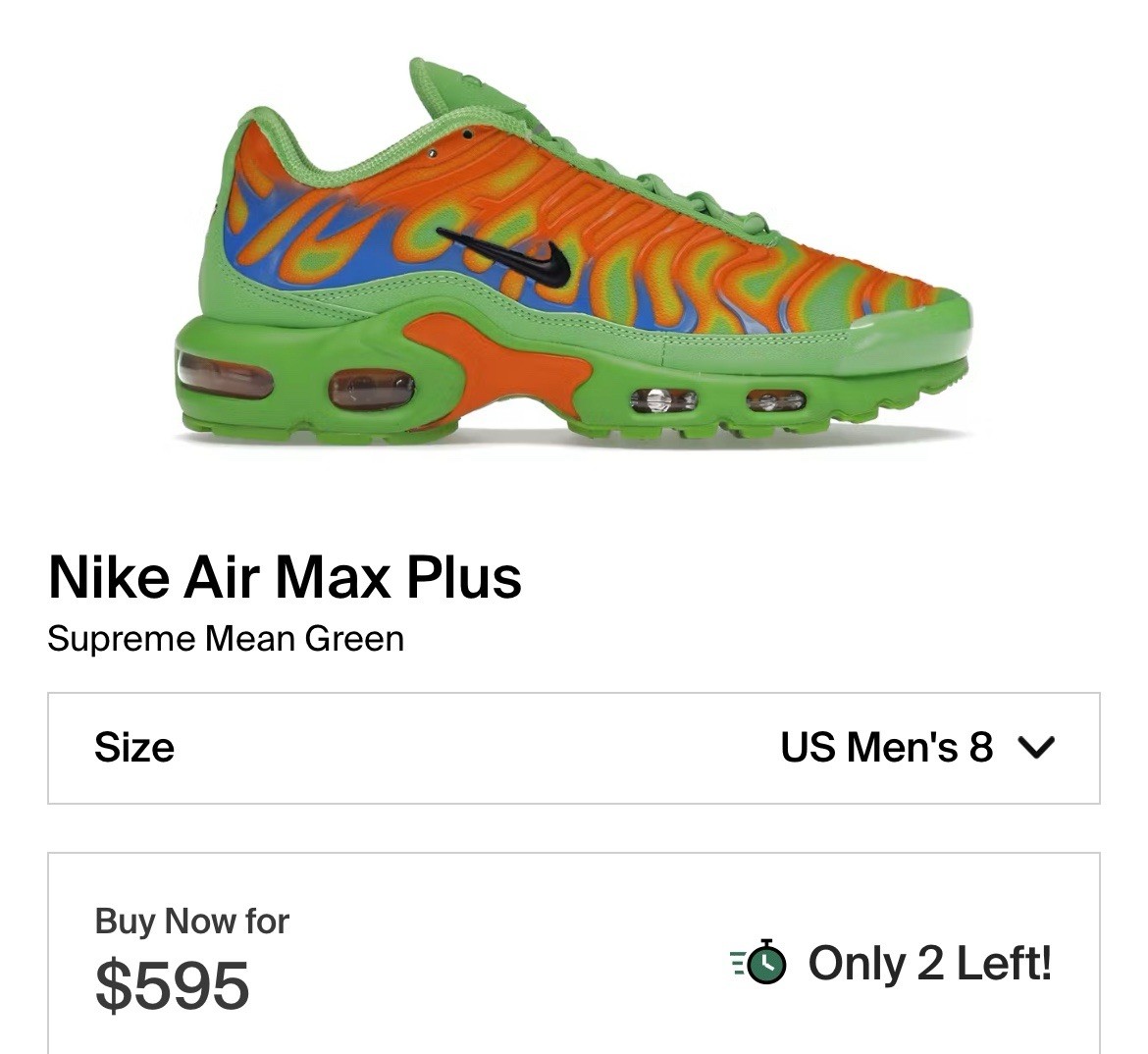 Size 8 - Supreme x Nike Air Max Plus TN (Mean Green) 2020 100