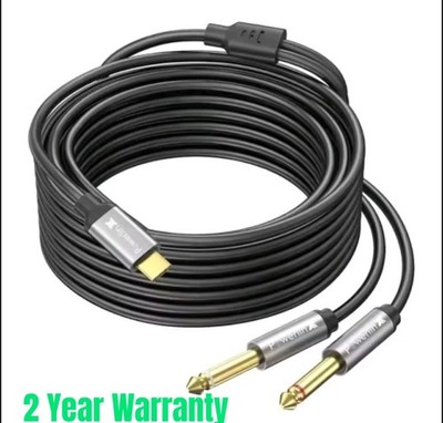 TYP-C Stecker auf Dual 6,35 mm Mono Kabel Y Splitter Adapter für PC Telefon 1 m 