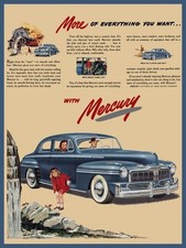 1947 Mercury Automobile in Blue, White Walls NEW METAL SIGN: 12x16" Ships Free