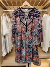 MONSOON DRESS SIZE LARGE MULTICOLOUR SMOCK NATIVE BOHO TUNIC LONG SLEEVE WOMENS