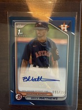 Brice Matthews 2024 Bowman Chrome 1st Prospect #CPA-BM Blue Paper Auto 91/150!