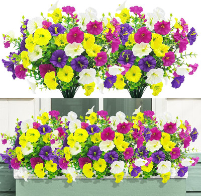 YSUVIN 4 Bündel Künstliche Blumen, Kunstblumen Wie Echt, Künstliche Petunie Balk