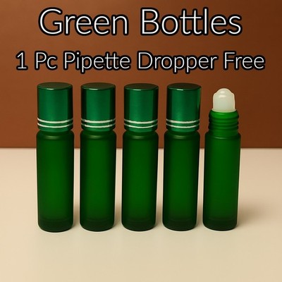 10 ml grüne Roll-on-Glasflasche Parfüm ätherisches Öl klar leer Rollerball UK