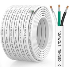 12 Gauge Marine Wire, 12/3 Triplex Marine Grade Cable, IP68 Waterproof/Oxygen...