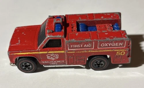Hot Wheels True Redline  1974 Emergency Unit Fire Truck #50 Red Mattel