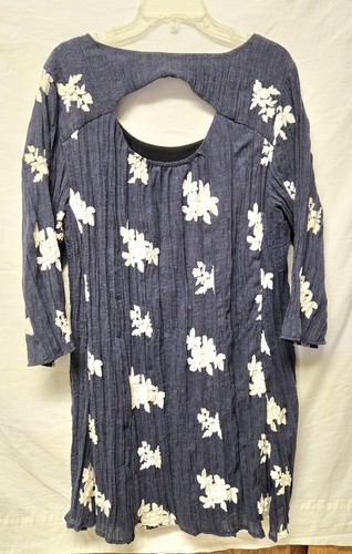 Westport 1962 Women's Dress XL Blue Chambray Crochet Keyhole Back - Picture 4 of 7