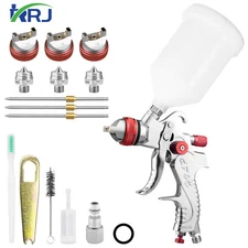 Hvlp Air Spray Gun Set W/1.3/1.5/1.8mm Nozzles Car Wall Gravity Feed Paint Gun