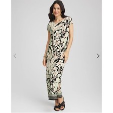 Chico's Travelers Fulani Maxi Dress Salted Lime Size 2p Large NWT