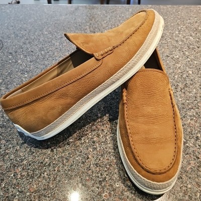 Tod's Slip-on Driving Loafers Mens Sz 10 Shoes Brown Calfskin Suede Espadrille