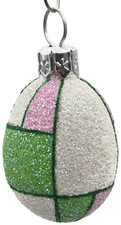 Patricia Breen Miniature Egg De Stijl Green Pink White Glitter Easter Ornament