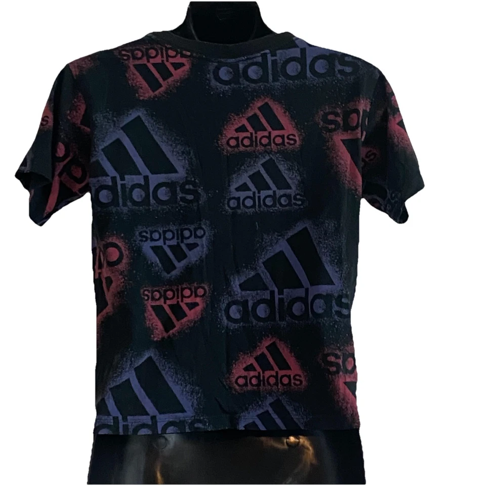 Adidas Girl Shirt Size M (10/12) SAMPLE Short Sleeve T-Shirt All Over Print Tee* - Image 4 of 4
