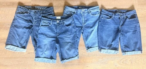 Lot Of 4 Women’s Denim Bermuda Shorts Calvin Klein, Old Navy, Angels, Time And T