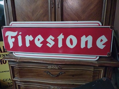 Firestone レトロ金属サイン VINTAGE FIRESTONE TIRES DEALERSHIP - GAS STATION PORCELAIN SIGN
