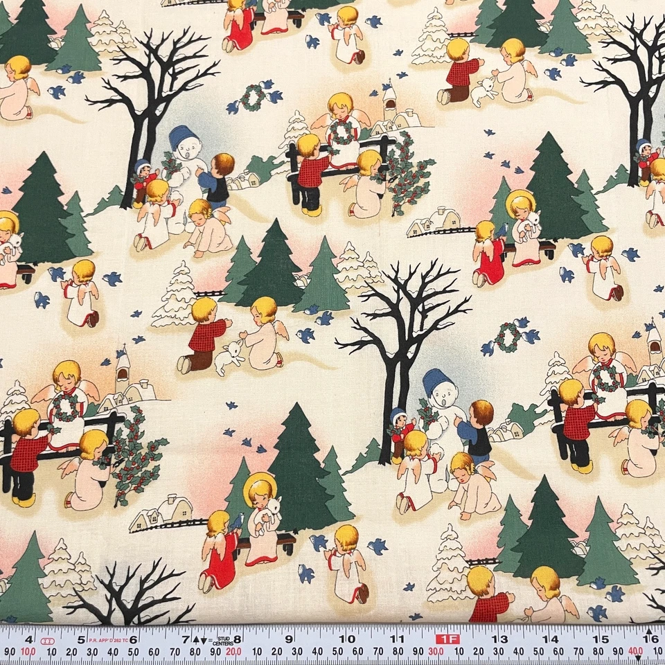 Telas vintage de algodón RJR bendiciones de la temporada para niños 3 cuartos grasos 18x21 Foto 3 de 4