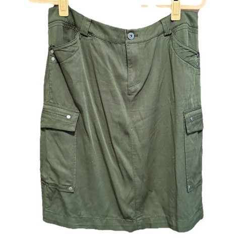 Coldwater Creek Cargo Skirt Utility Pockets Olive Green Casual Women's Size 12