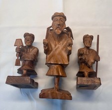 Set of 3 HAND CARVED WOODEN Wood Sculptures